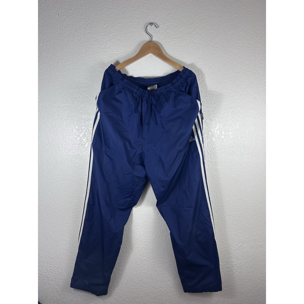 VTG Adidas ClimaProof Wind Pants Mens Large Navy Blue 3-Stripe Track Pants 2004